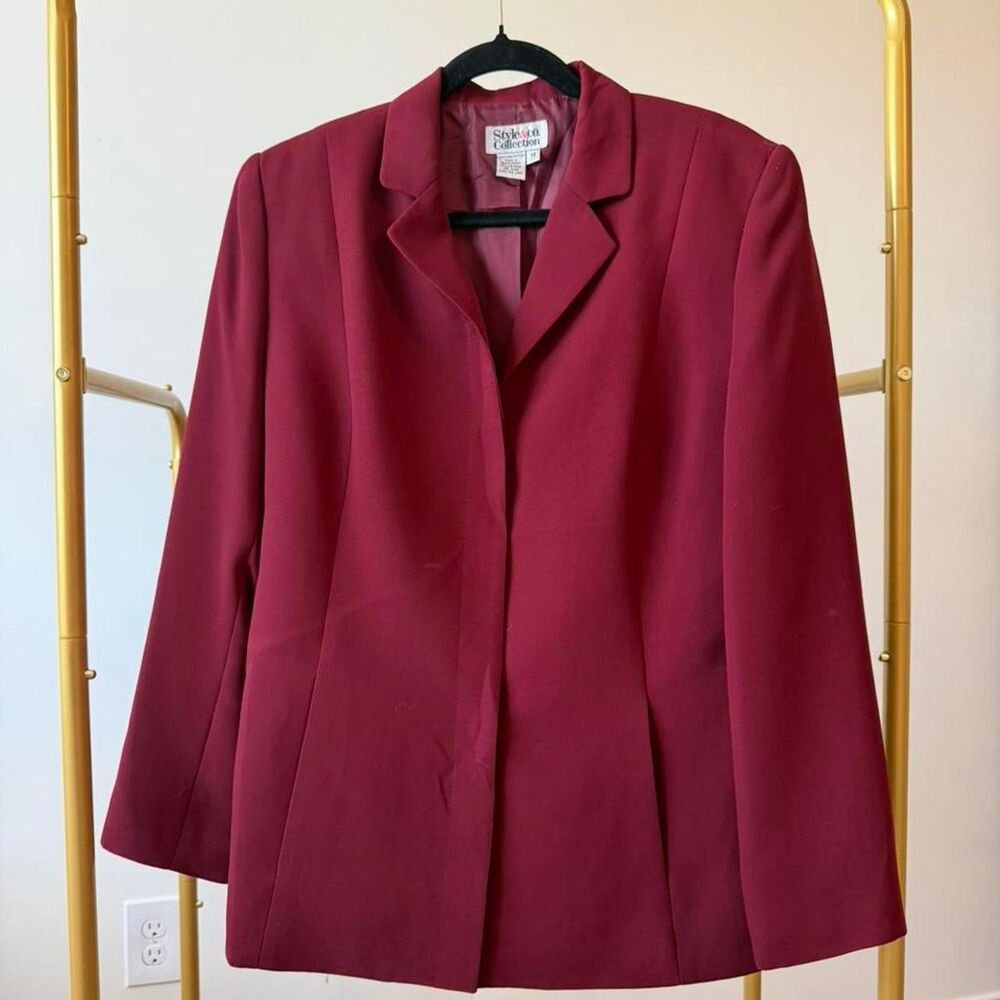Style & Co Women's Burgundy Tailored Blazer